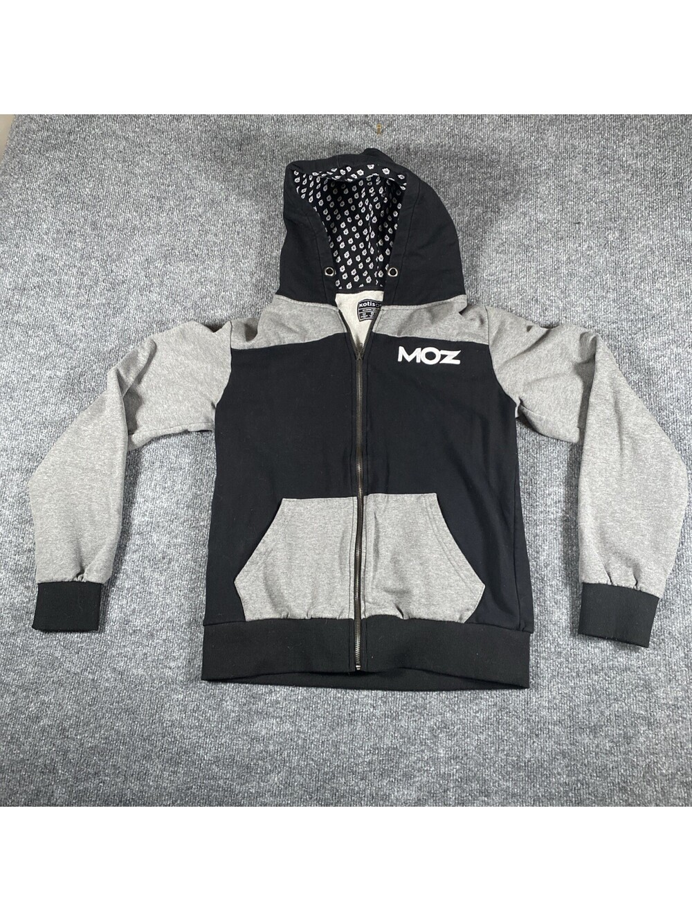 KOTIS DESIGN UNISEX DUO BLOCK  Black Grey PULLOVER HOODIE! Size S  AE